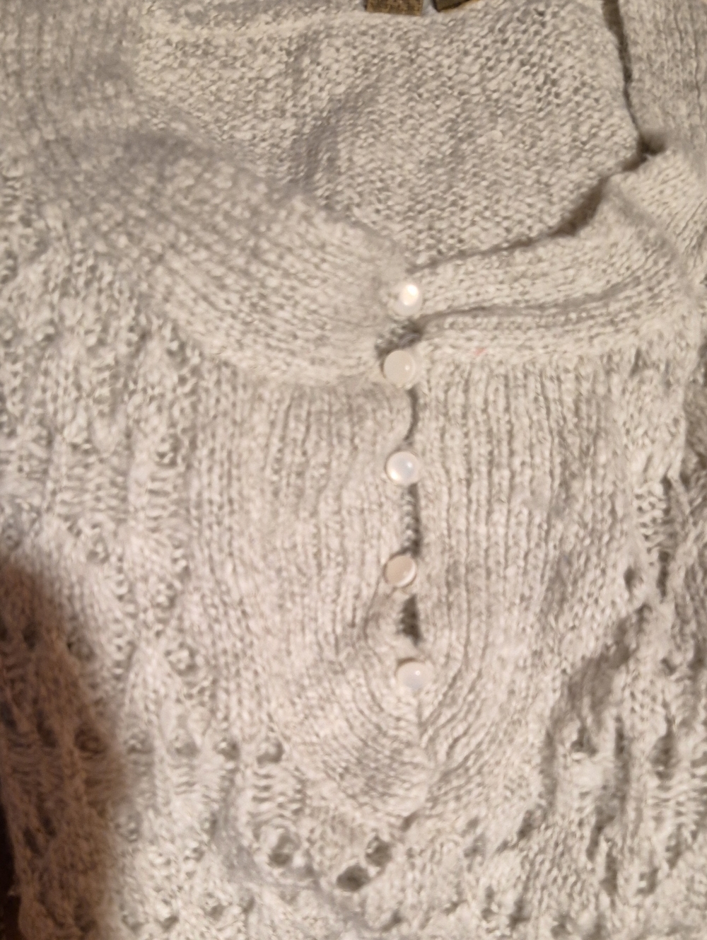 BKE Cream Cable-Knit Button Crew Sweater